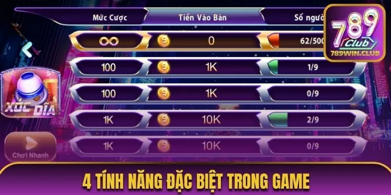 4 tính năng đặc biệt trong game xóc đĩa