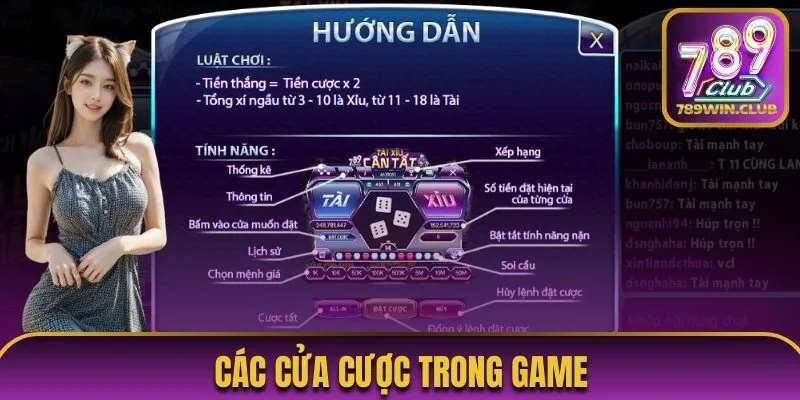 Các cửa cược trong game