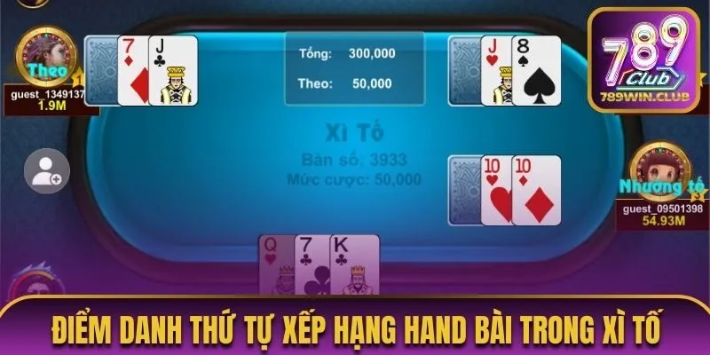 Điểm danh thứ tự xếp hạng hand bài trong xì tố