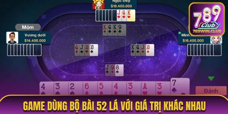 Game dùng bộ bài 52 lá với giá trị khác nhau