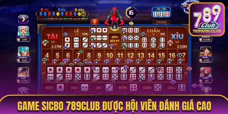 Game Sicbo 789Club được hội viên đánh giá cao 