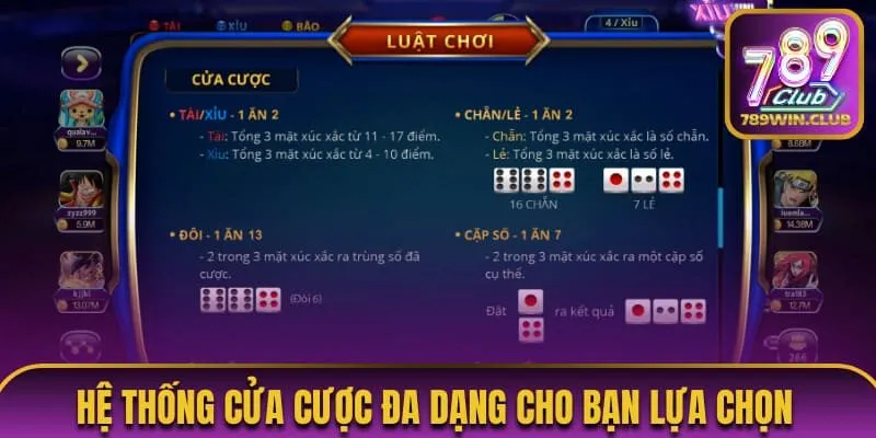 Luật chơi game Sicbo 789Club đơn giản, dễ hiểu 