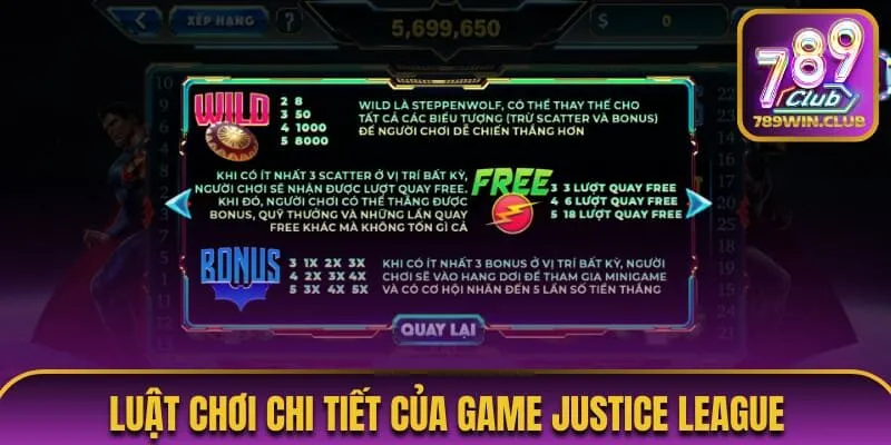 Luật chơi chi tiết của game Justice League 