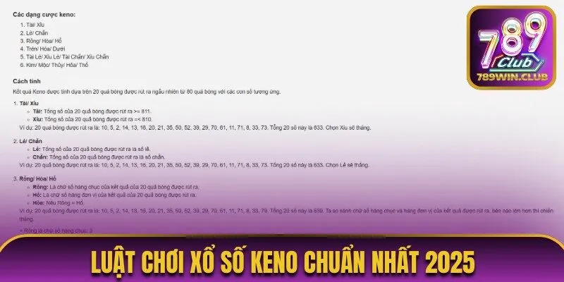 Luật chơi Keno chuẩn nhất 2025 tại cổng game
