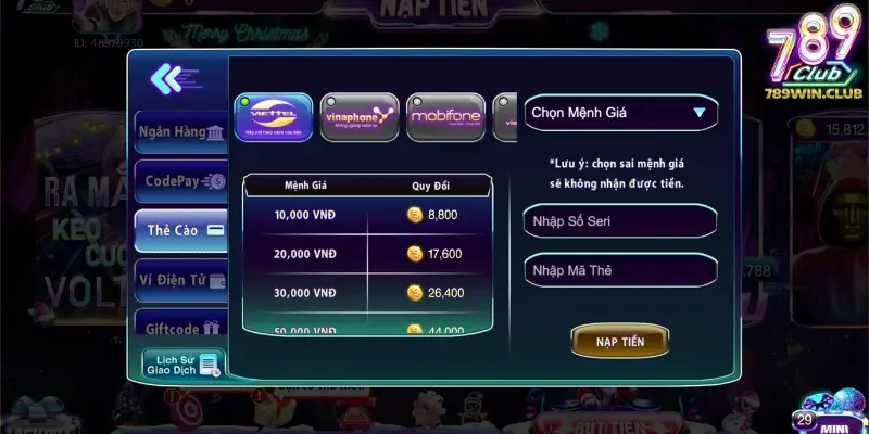 Nạp thẻ cào 789club