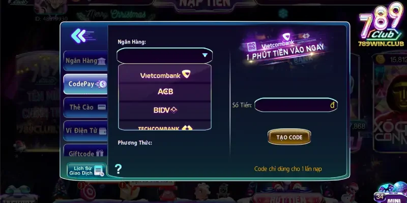 Nạp 789Club qua ngân hàng