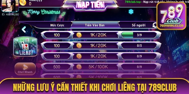 Những lưu ý cần thiết khi chơi Liêng tại 789Club