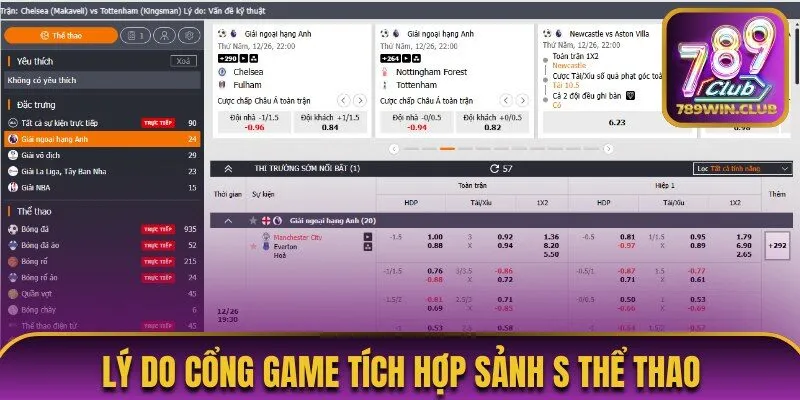 Tìm hiểu lý do cổng game tích hợp sảnh S thể thao