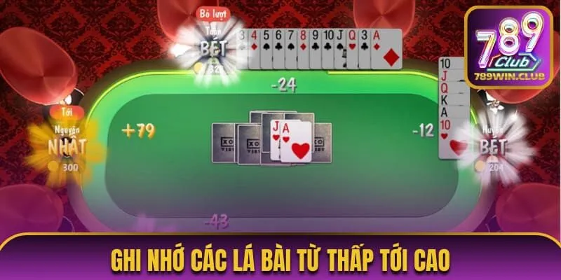Ghi nhớ các lá bài từ thấp tới cao
